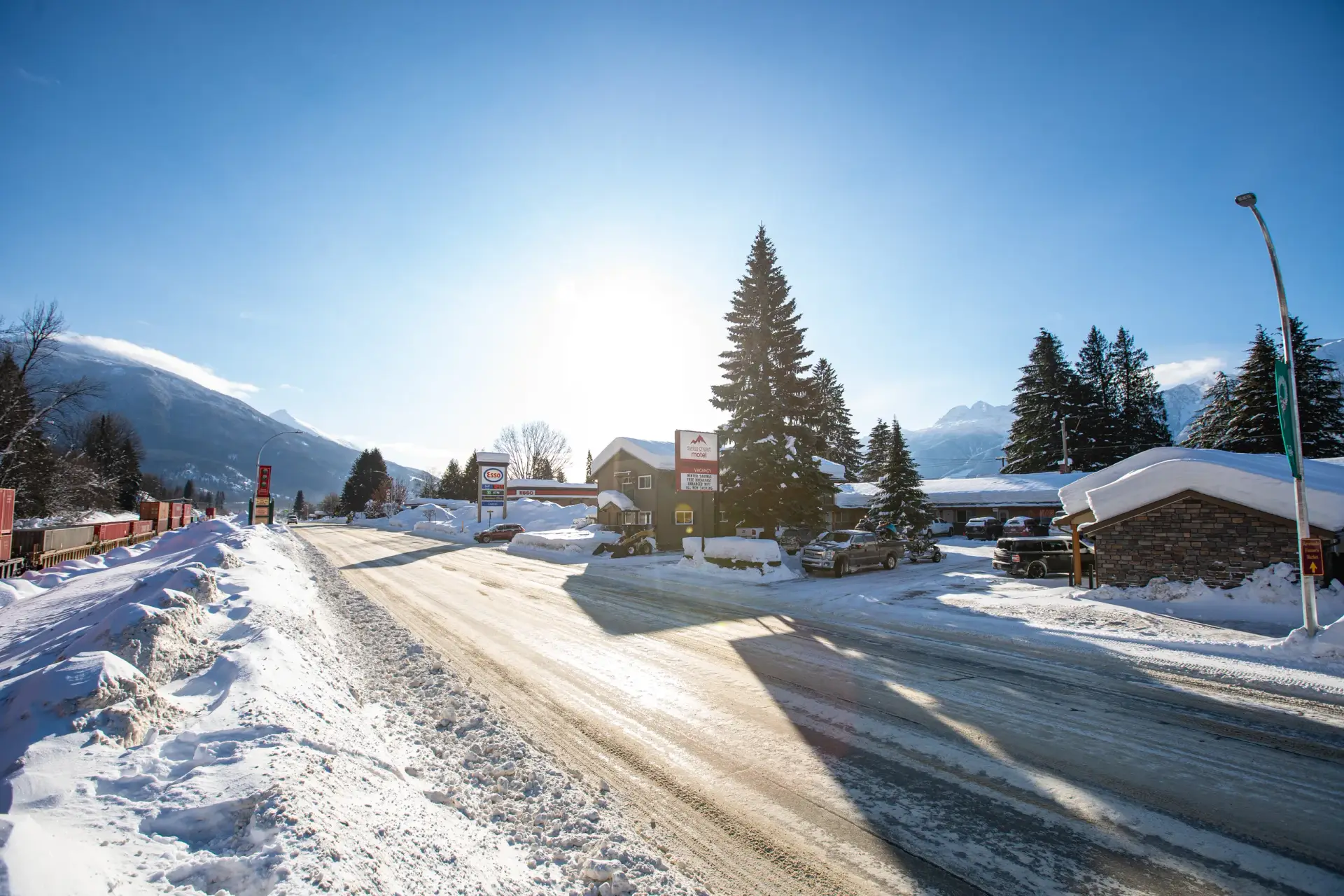 swiss chalet motel winter exterior 29