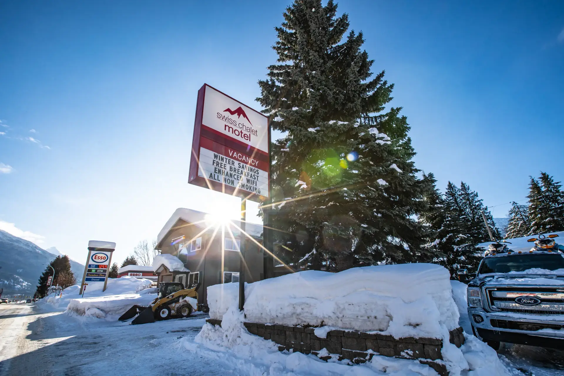 swiss chalet motel winter exterior 32